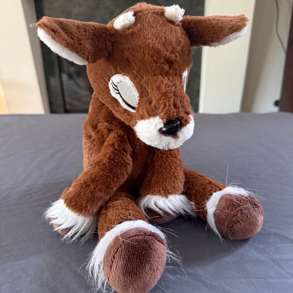 Ganz Brown Deer Plush 9" White Horns Beard Floppy Ears Stuffed Animal Toy